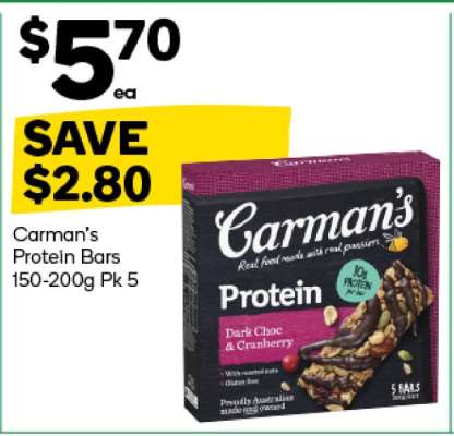 Carman's Protein Bars 150-200g Pk 5