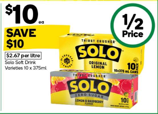 Solo Soft Drink Varieties 10 x 375ml