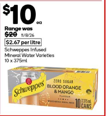 Schweppes Infused Mineral Water Varieties 10 x 375ml