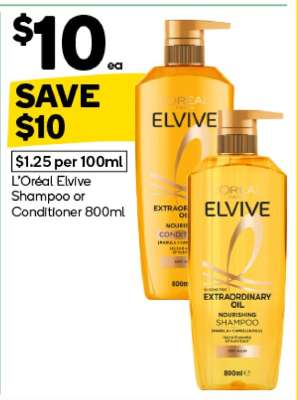 L'Oréal Elvive Shampoo or Conditioner 800ml