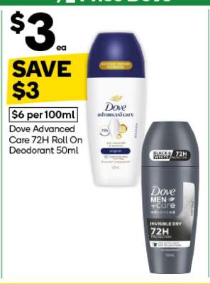 Dove Advanced Care 72H Roll On Deodorant 50ml
