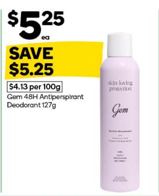 Gem 48H Antiperspirant Deodorant 127g