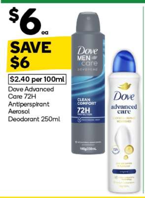 Dove Advanced Care 72H Antiperspirant Aerosol Deodorant 250ml