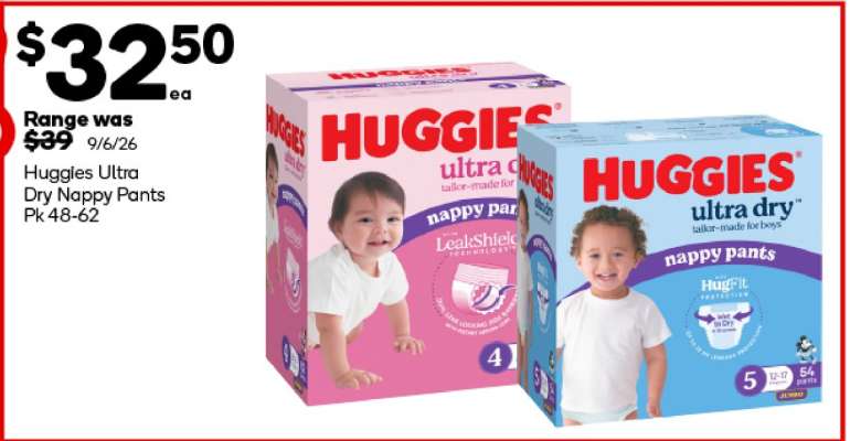 Huggies Ultra Dry Nappy Pants Pk 48-62