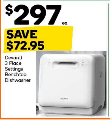 Devanti 3 Place Settings Benchtop Dishwasher