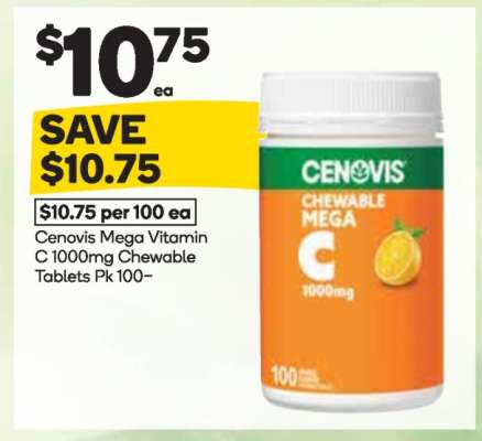 Cenovis Mega Vitamin C 1000mg Chewable Tablets Pk 100