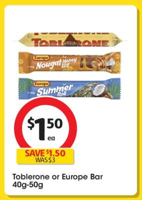 Toblerone or Europe Bar 40g-50g
