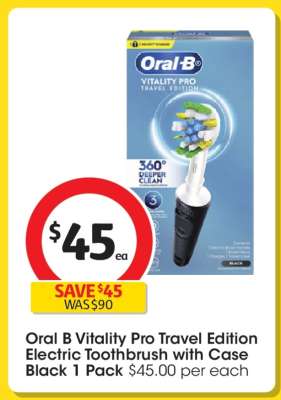 Oral B Vitality Pro Travel Edition Electric Toothbrush with Case Black 1 Pack