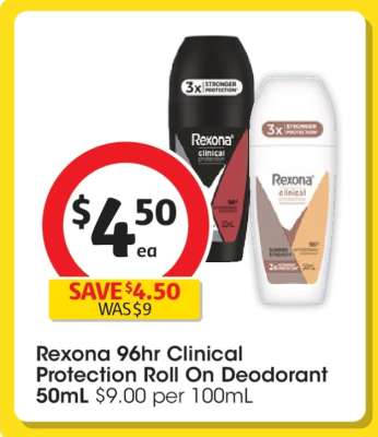 Rexona 96hr Clinical Protection Roll On Deodorant 50mL