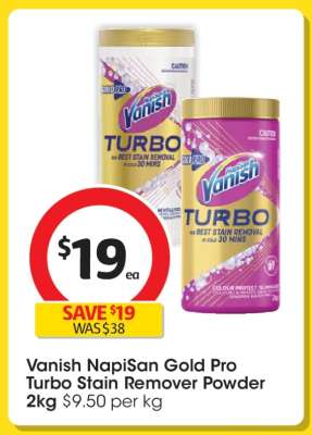 Vanish NapiSan Gold Pro Turbo Stain Remover Powder 2kg
