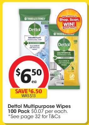 Dettol Multipurpose Wipes 100 Pack