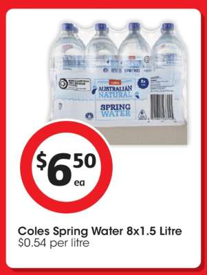 Coles Spring Water 8x1.5 Litre