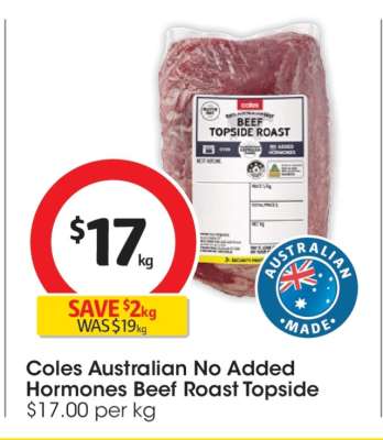 Coles Australian No Added Hormones Beef Roast Topside