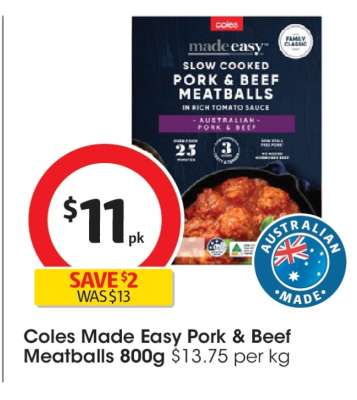 Coles Made Easy Pork & Beef Meatballs 800g