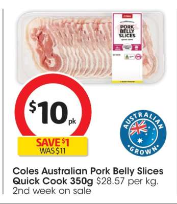 Coles Australian Pork Belly Slices Quick Cook 350g