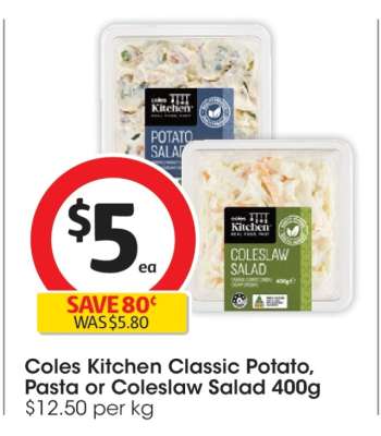 Coles Kitchen Classic Potato, Pasta or Coleslaw Salad 400g