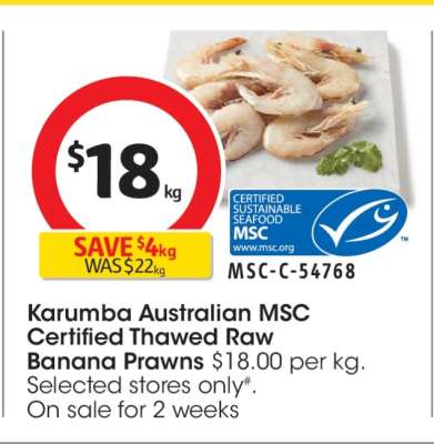 Karumba Australian MSC Certified Thawed Raw Banana Prawns