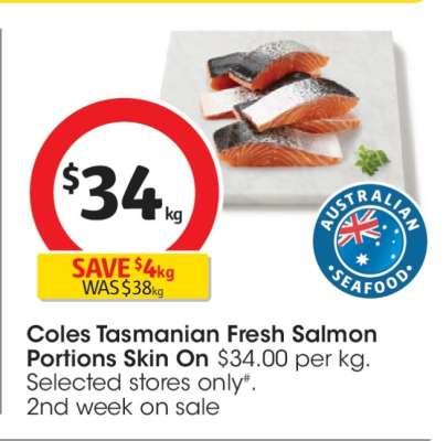 Coles Tasmanian Fresh Salmon Portions Skin On