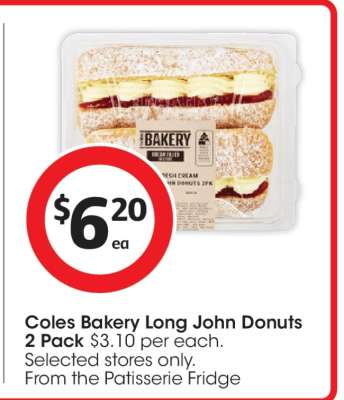 Coles Bakery Long John Donuts 2 Pack