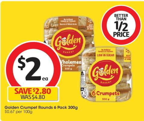 Golden Crumpet Rounds 6 Pack 300g