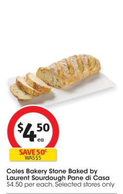 Coles Bakery Stone Baked by Laurent Sourdough Pane di Casa