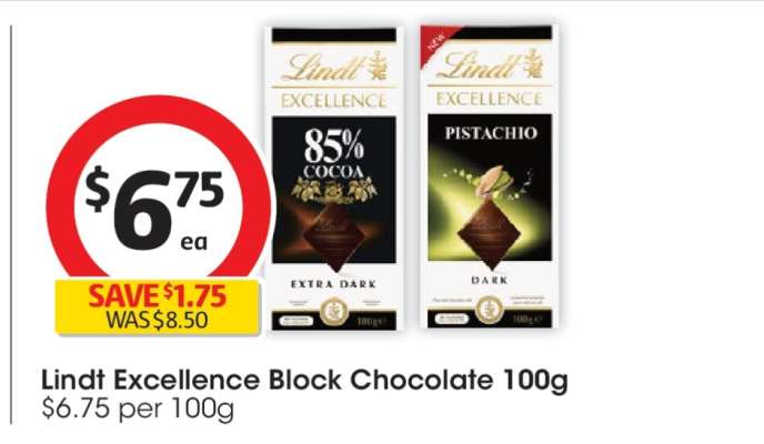 Lindt Excellence Block Chocolate 100g