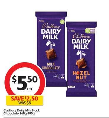 Cadbury Dairy Milk Block Chocolate 160g-190g