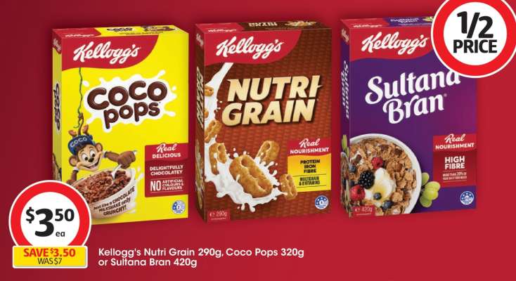 Kellogg's Nutri Grain 290g, Coco Pops 320g or Sultana Bran 420g