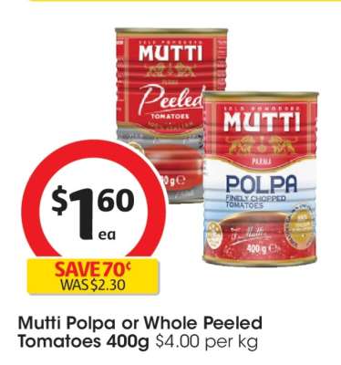 Mutti Polpa or Whole Peeled Tomatoes 400g