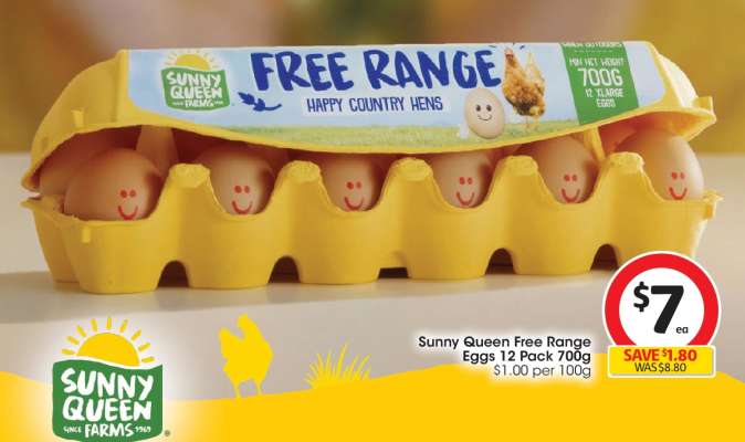 Sunny Queen Free Range Eggs 12 Pack 700g