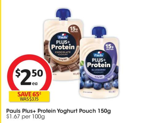 Pauls Plus Protein Yoghurt Pouch 150g