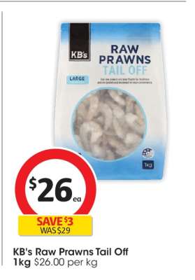 KB's Raw Prawns Tail Off 1kg