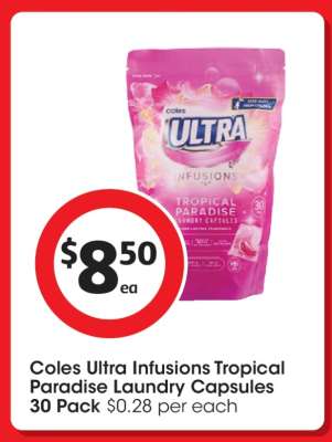 Coles Ultra Infusions Tropical Paradise Laundry Capsules 30 Pack