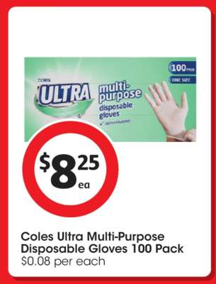 Coles Ultra Multi-Purpose Disposable Gloves 100 Pack