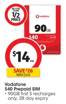 Vodafone $40 Prepaid SIM