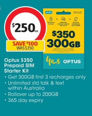 Optus $350 Prepaid SIM Starter Kit