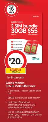 Coles Mobile $55 Bundle SIM Pack