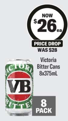 Victoria Bitter Cans 8x375mL