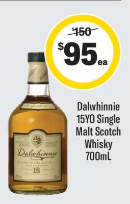 Dalwhinnie 15YO Single Malt Scotch Whisky 700mL