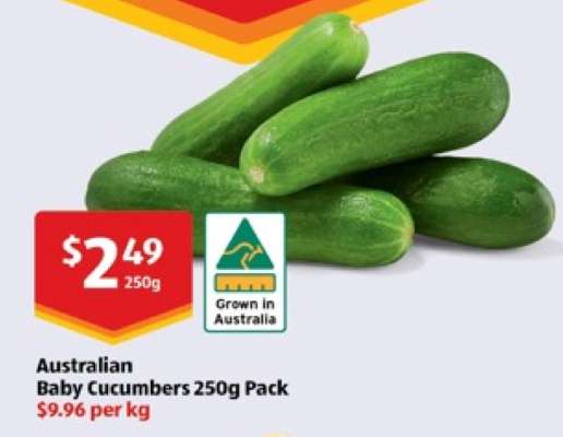 Australian Baby Cucumbers 250g Pack