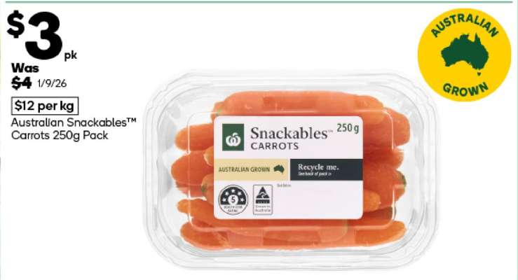 Australian Snackables™ Carrots 250g Pack