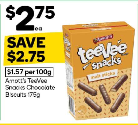 Arnott's TeeVee Snacks Chocolate Biscuits 175g