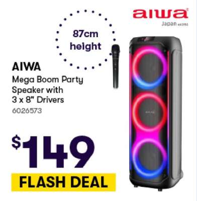 AIWA Mega Boom Party Speaker with 3 x 8" Drivers