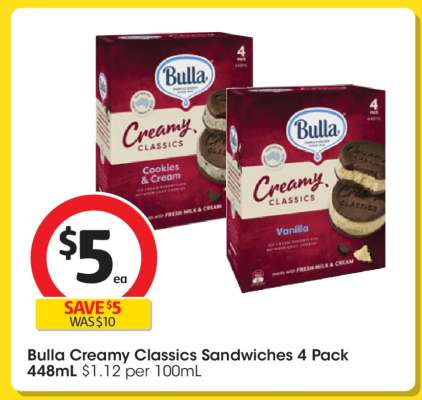 Bulla Creamy Classics Sandwiches 4 Pack