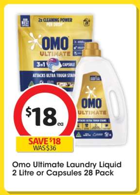 Omo Ultimate Laundry Liquid 2 Litre or Capsules 28 Pack