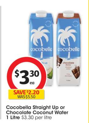Cocobella Straight Up or Chocolate Coconut Water