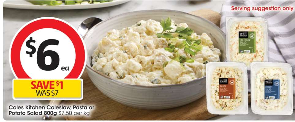 Coles Kitchen Coleslaw, Pasta or Potato Salad