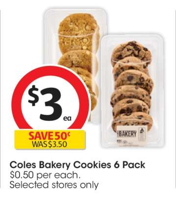Coles Bakery Cookies 6 Pack