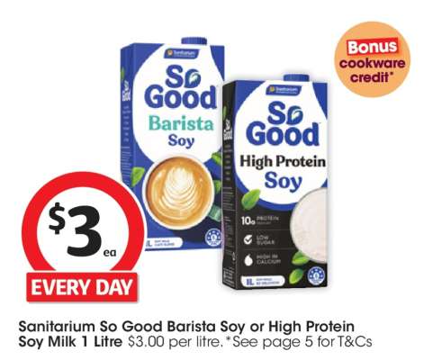 Sanitarium So Good Barista Soy or High Protein Soy Milk 1 Litre