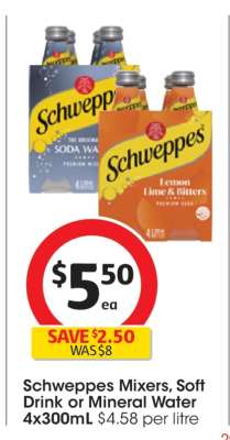 Schweppes Mixers, Soft Drink or Mineral Water
